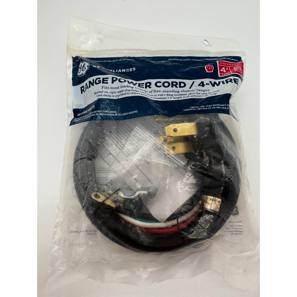 GE WX09X10035 4-Wire Range Power Cord 4 Ft 40 Amp 125/250V SRDT‎ New